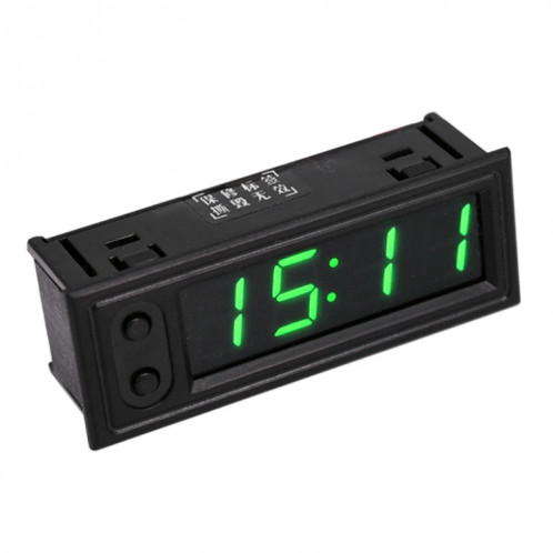 Horloge lumineuse électronique à LED haute précision de voiture 3 en 1 + thermomètre + voltmètre (vert) SH928G1595-36