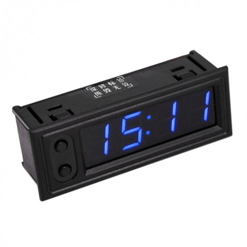 Horloge lumineuse à LED électronique haute précision de voiture 3 en 1 + thermomètre + voltmètre (bleu) SH928L69-36