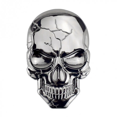 Autocollant de voitures en métal crâne de diable en trois dimensions (gris argenté) SH02SH929-36