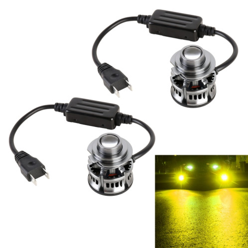 1 paire H7 27W / DC12V Car phare LED en alliage en aluminium (lumière dorée) SH72JL898-38