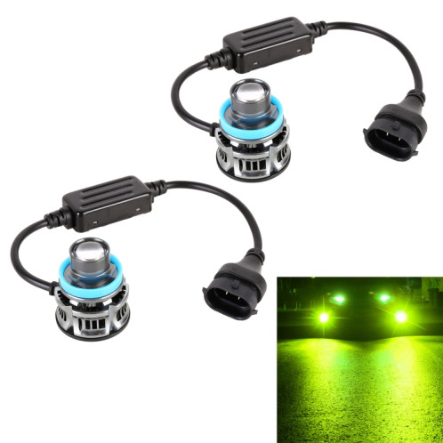 1 paire H11 27W / DC12V Car phare LED clignotant en alliage en alliage (vert citron) SH77QN757-38