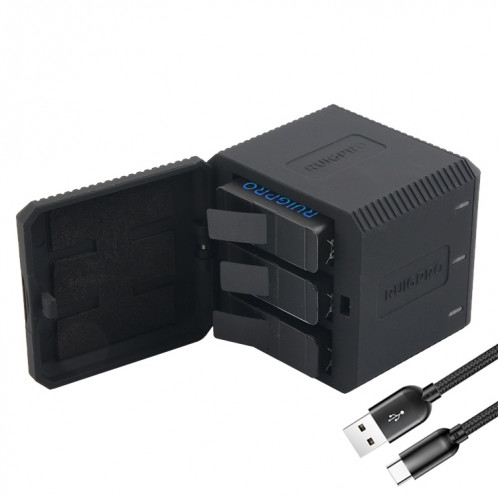 Boîtier Chargeur USB Triple Batteries avec Câble USB et Voyant LED pour GoPro HERO6 / 5 (Noir) SH594B1519-38