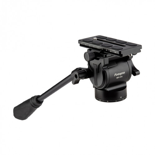 Fotopro MH-6A Tête de traînée fluide en alliage d'aluminium pour trépied de caméra vidéo avec plaque coulissante (noir) SF124B1764-37