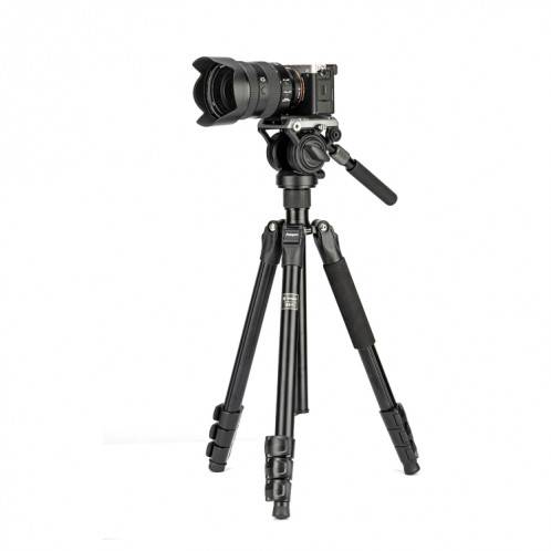 Fotopro S5i Support de trépied à 4 sections avec tête de traînée fluide (noir) SF126B478-37