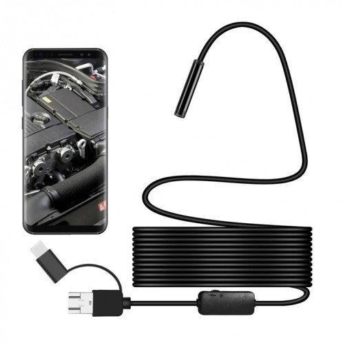 Y101 8 mm tête en spirale caméra d'inspection d'endoscope numérique étanche 3 en 1, longueur: câble dur de 5 m (noir) SH458B1762-35