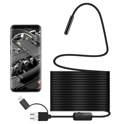 Y101 8 mm tête en spirale caméra d'inspection d'endoscope numérique étanche 3 en 1, longueur: 10 m de câble dur (noir) SH459B709-35