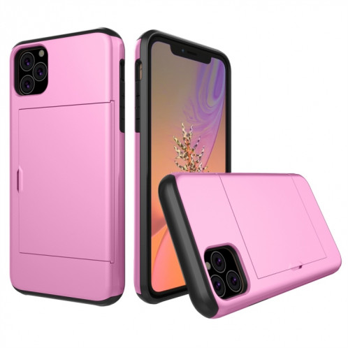 Étui de protection antichoc robuste armure avec fente pour carte pour iPhone 11 Pro Max (rose) SH802D329-36