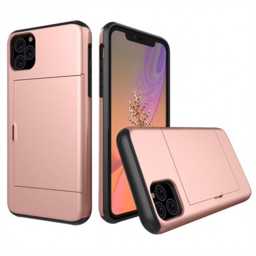 Étui de protection blindé antichoc avec emplacement pour carte pour iPhone 11 Pro Max (or rose) SH802K1923-36