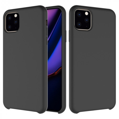 Coque antichoc en silicone liquide de couleur unie pour iPhone 11 Pro Max (Noir) SH303D1592-35