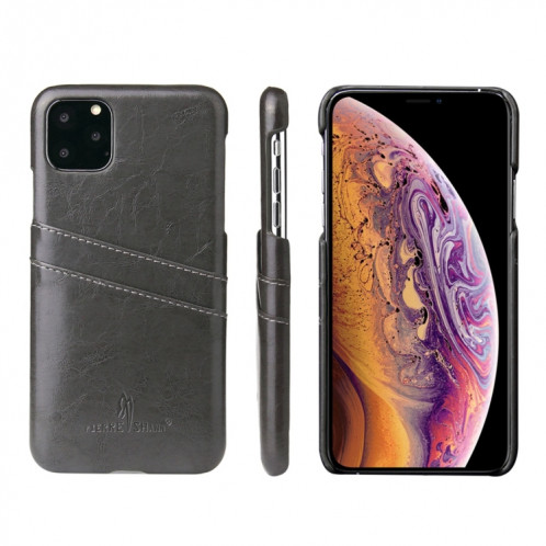 Fierre Shann Etui en cuir PU avec texture de cire et texture pour iPhone 11 Pro (noir) SF301A928-35