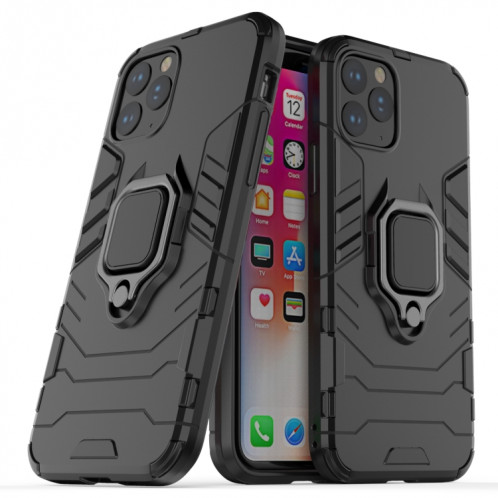 Panther PC + TPU Étui de protection antichoc avec support d'anneau magnétique pour iPhone 11 Pro (noir) SH001A1466-36