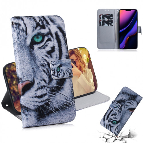 Étui en cuir à rabat horizontal avec dessin en couleur 3D, avec support, fente pour carte et portefeuille pour iPhone 11 Pro Max (Tiger) SH902C412-38