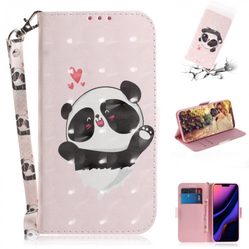 Étui en cuir à rabat horizontal avec dessin en couleur 3D, avec support et fente pour carte et portefeuille pour iPhone 11 Pro (Love Bear) SH701G693-37