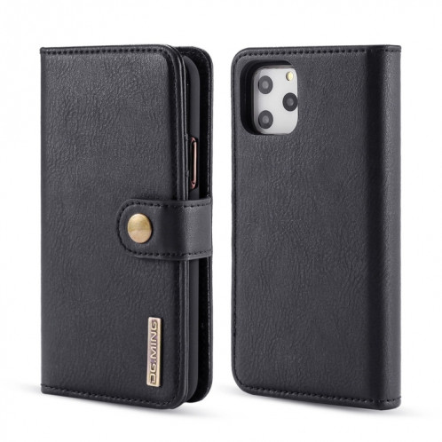 Etui en cuir DG.MING Crazy Horse Texture Flip détachable magnétique avec support et fentes pour cartes et portefeuille pour iPhone 11 Pro Max (Noir) SD802D960-37