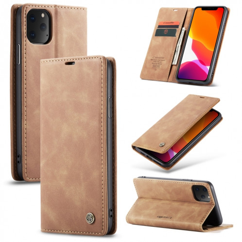 CaseMe-013 Etui à rabat horizontal multifonctionnel en cuir avec fente pour carte & support & portefeuille pour iPhone 11 Pro Max (Marron) SC303B1589-36