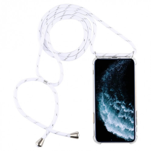 Trasparent TPU Étui de protection pour téléphone portable à quatre coins avec lanière pour iPhone 11 Pro Max (Blanc) SH303C103-38
