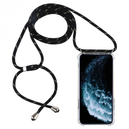 Coque pour téléphone portable Trasparent TPU à quatre coins et anti-chute avec cordon pour iPhone 11 Pro Max (or noir) SH303N1845-38