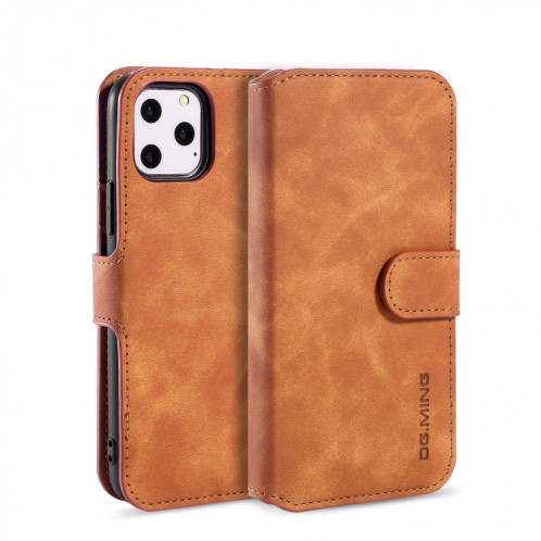 Etui à rabat horizontal côté huile DG.MING avec support, fentes pour cartes et portefeuille pour iPhone 11 Pro Max (Marron) SD903B151-37