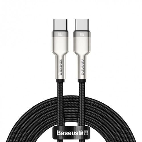 Baseus CATJK-D01 Cafule Series 100W Type-C / USB-C vers Type-C / USB-C Câble de données de charge métallique, longueur: 2 m (noir) SB802A1067-313
