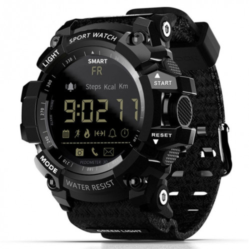 Lokmat MK16 écran LCD montre intelligente étanche 50 m, rappel d'informations de support / caméra à distance / moniteur de mouvement de marche (noir) SL101A1754-317
