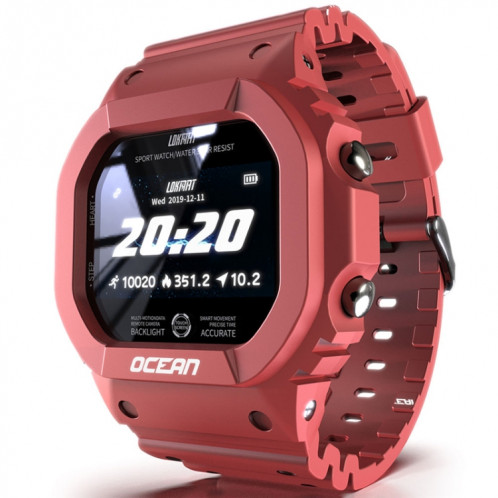 Lokmat OCEAN 1.14 pouces écran tactile TFT IP68 montre intelligente étanche, rappel d'informations de support / moniteur de sommeil / enregistrement de sport (vin rouge) SL901A587-314