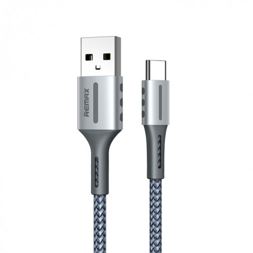Remax RC-003a 2.4A Type-C / USB-C Barrett Series Charging Data Cable, Length: 1m(Silver) SR001B1655-35