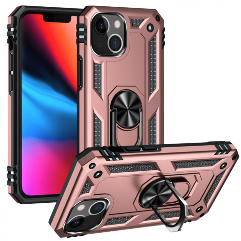 Étui de protection TPU + PC antichoc avec support rotatif à 360 degrés pour iPhone 13 (or rose) SH802E831-37