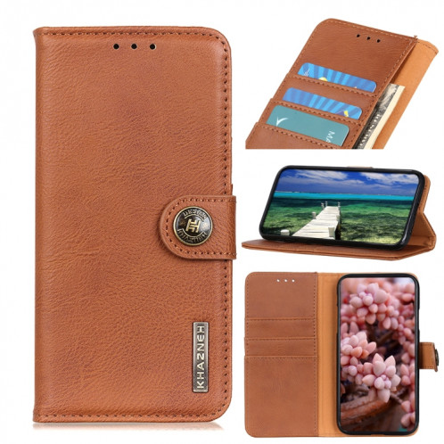 Khazneh Coche Texture Texture Horizontal Flip Coating avec support & Card Slots & Portefeuille pour iPhone 13 (Brown) SH001B209-37