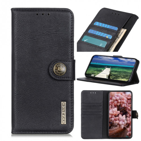Khazneh Coverhide Texture Horizontal Flip Cuir Coffret avec porte-cartes et portefeuille pour iPhone 13 Pro (Noir) SH002A1801-37