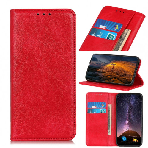 Étui magnétique de texture de texture de texture horizontale de texture horizontale avec porte-cartes et portefeuille pour iPhone 13 (rouge) SH702D427-37