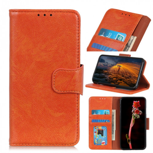 Texture Nappa Étui en cuir horizontal horizontal avec porte-carte et portefeuille pour iPhone 13 (Orange) SH602A320-37