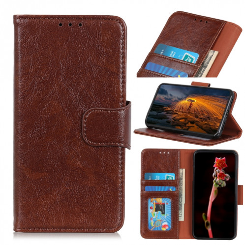 Texture Nappa Horizontal Horizontal Cuir Coating avec porte-carte et portefeuille pour iPhone 13 (Brown) SH602D1669-37