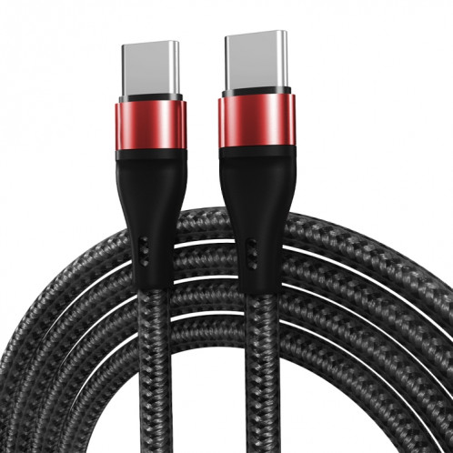 PD 60W USB-C / TYPE-C sur USB-C / TYPE-C Données tressées en nylon de chargement rapide, Longueur du câble: 1M (rouge) SH601B106-38