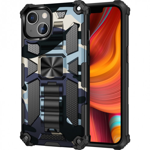 Armure de camouflage TPU TPU + PC Magnétique avec support pour iPhone 13 (bleu marine) SH502C1502-35