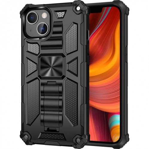 Armure antichoc TPU + PC Cas de protection magnétique avec support pour iPhone 13 Pro (Noir) SH803A1669-36