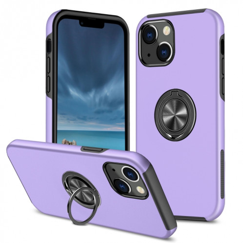 PC + TPU Cas de protection magnétique antichoc avec porte-bague invisible pour iPhone 13 mini (violet) SH801G1919-37