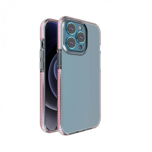 TPU Cas de protection antichoc double couleur pour iPhone 13 Pro (rose) SH003D678-35