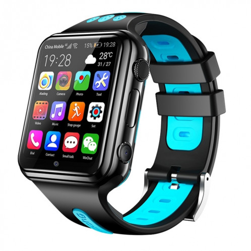 W5 1.54 pouces Screen Full-Fit Screen Dual Cameras Smart Phone Watch, Prise en charge de la carte SIM / Suivi GPS / Trajectoire en temps réel / Surveillance de la température, 2GB + 16 Go (Bleu noir) SH902C1722-38