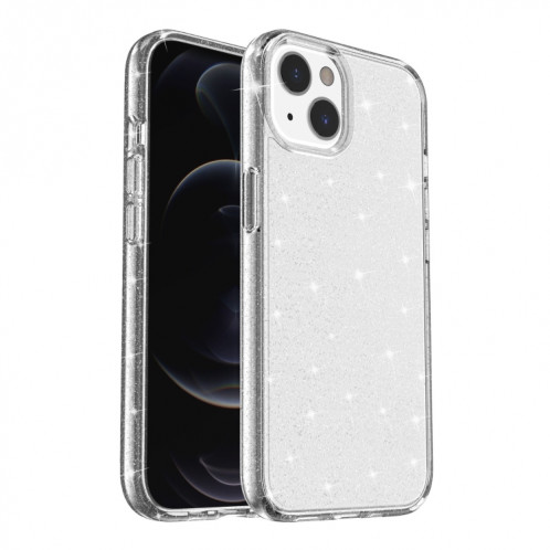 Étui de protection en poudre de paillettes de style antichoc pour iPhone 13 mini (blanc) SH901D1558-37