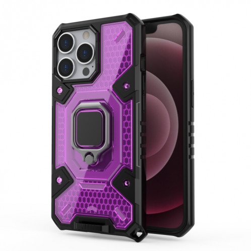 Space PC + TPU Bague Bague Cas de protection pour iPhone 13 Pro (Violet) SH102C1407-37