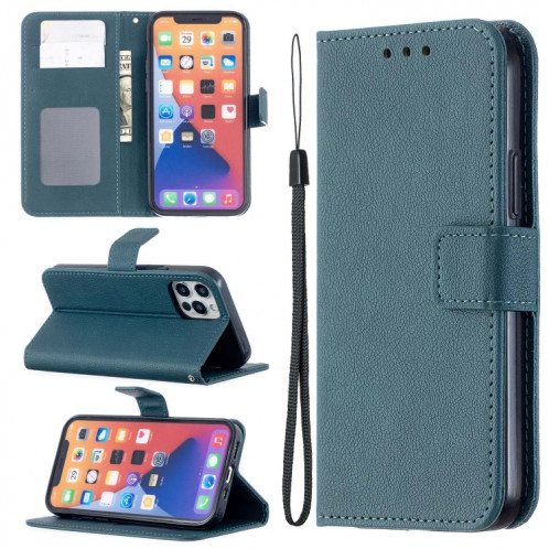 Longan Texture Horizontale Flip PU Coque en cuir PU avec support et carte de portefeuille et cadre de portefeuille et photo pour iPhone 13 (vert) SH002E1410-37