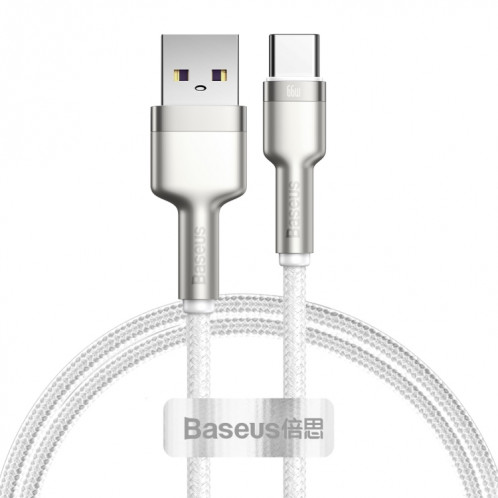 BASEUS CAKF000102 CAFFEE Série 66W USB au câble de données en métal USB-C / C / C, longueur de câble: 1m (blanc) SB901B148-38