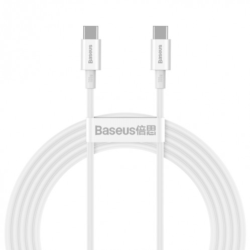BASEUS CATYS-C02 Série Supérieure 100W USB-C / TYPE-C sur le câble de données de charge rapide USB-C / C / C / C / C, Longueur du câble: 2M (blanc) SB002B1546-39