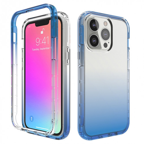 Changement progressif de la transparence élevée de la transparence châcheuse Changement progressif de Couleur de bonbons TPU TPU pour iPhone 13 (Bleu) SH402D1636-36