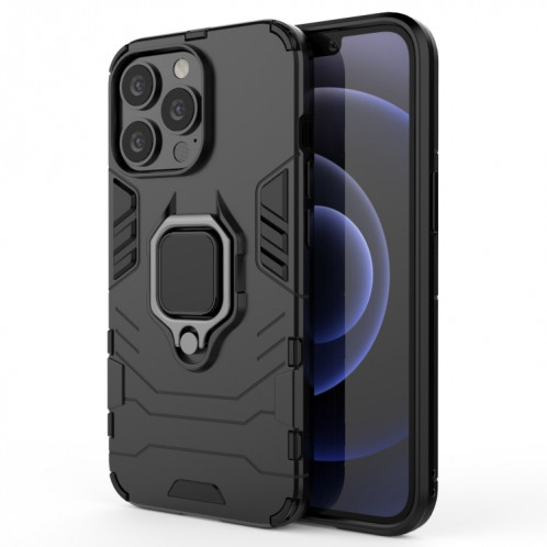 Cas protecteur PC + TPU antichoc avec porte-bague magnétique pour iPhone 13 Pro (Noir) SH403A577-37