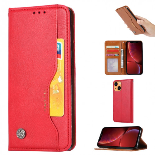 Pétrole Texture de la peau Texture horizontale Horizontal Coating Coque avec cadre photo et porte-cartes et portefeuille pour iPhone 13 (rouge) SH601B564-36