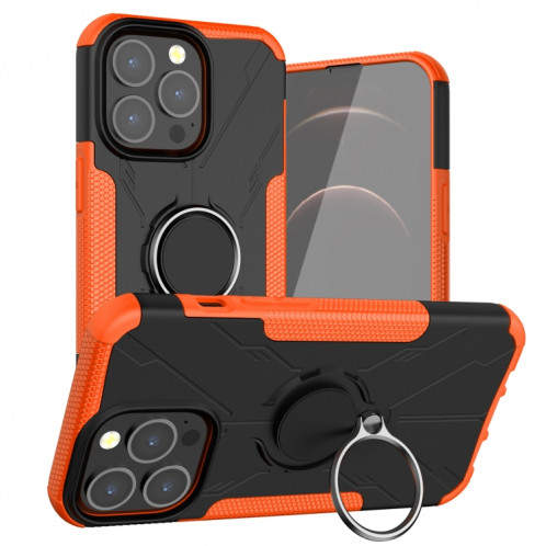 Armure Bear PC + Cas de protection TPU avec porte-bague pour iPhone 13 (Orange) SH902F1942-37