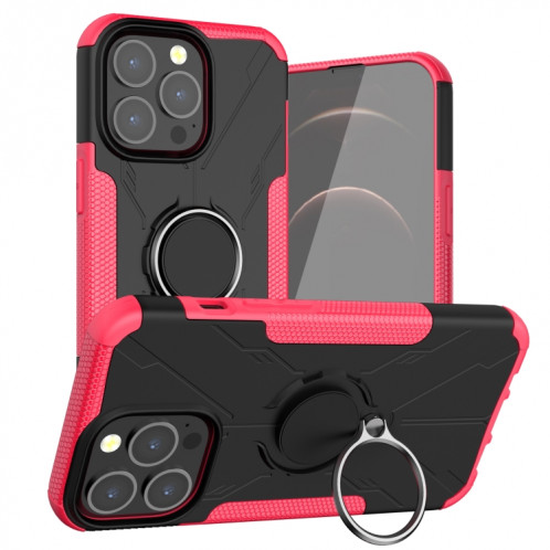 Armure ours PC + TPU Cas de protection avec porte-bague pour iPhone 13 Pro (Rose Rouge) SH903G182-37