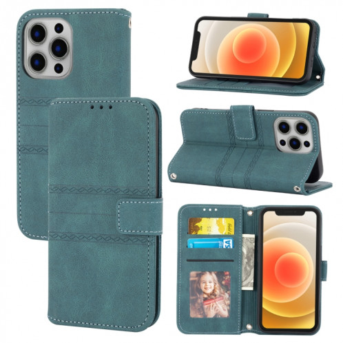 Boucle magnétique à rayures à rayures en relief PU + TPU Horizontal Horizontal Case avec support & Card Slot & Portefeuille et cadre photo & Sling pour iPhone 13 Mini (Vert) SH201D71-38