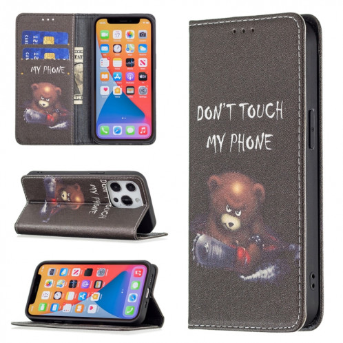 Motif de dessin coloré Invisible Horizontal Horizontal Flip PU Coque en cuir PU avec support & carte Slots & Portefeuille pour iPhone 13 (Bear) SH202I666-37